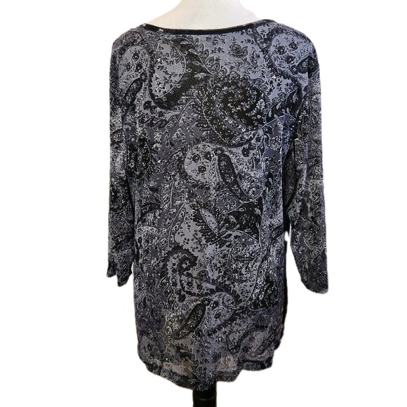 Coldwater Creek Womens Top Size 2X Black Semi Sheer Y2K Sequin Floral Whimsigoth - Picture 2 of 16